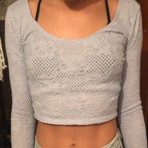 baby blue long sleeve crop top